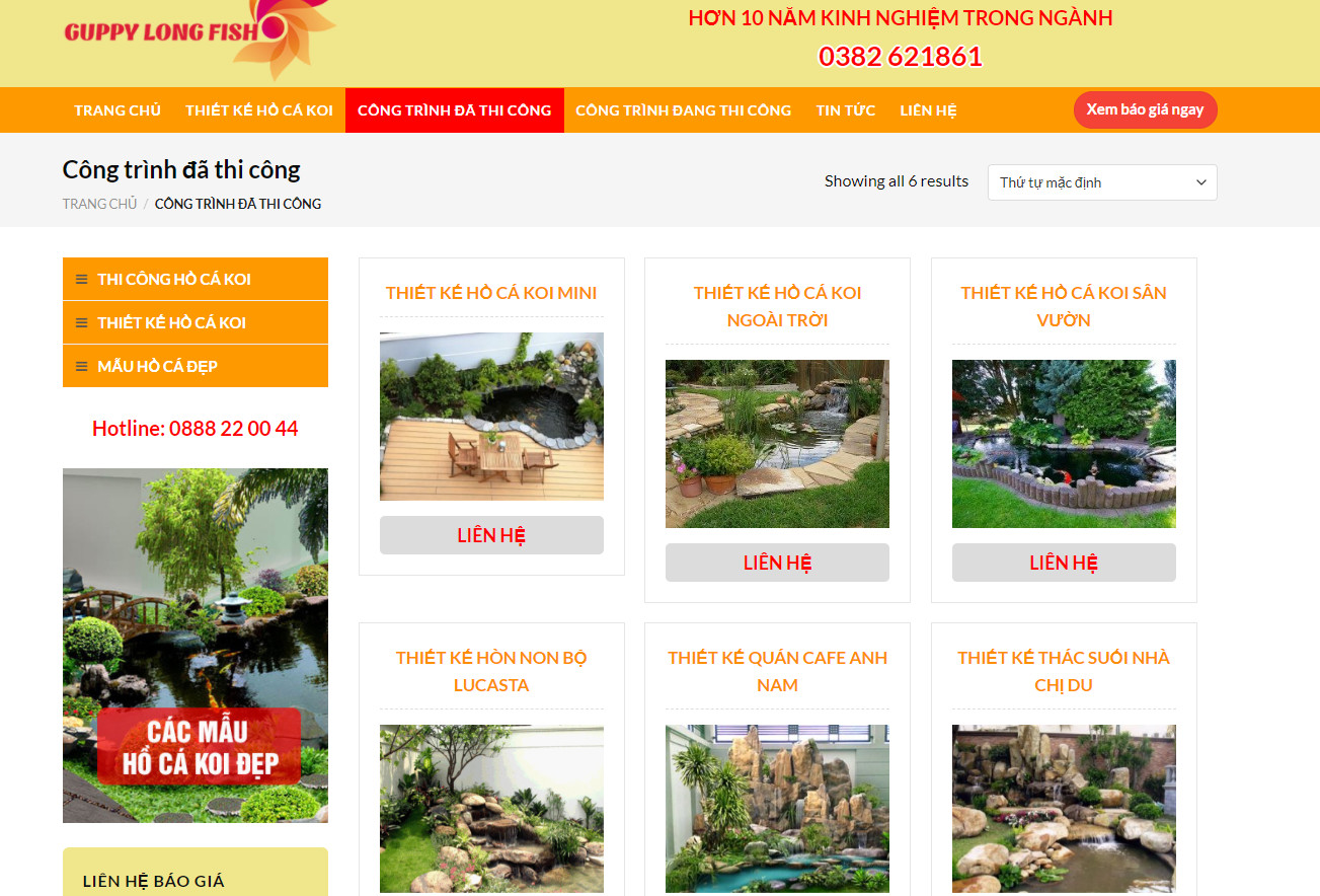 Theme wordpress hồ cá koi1