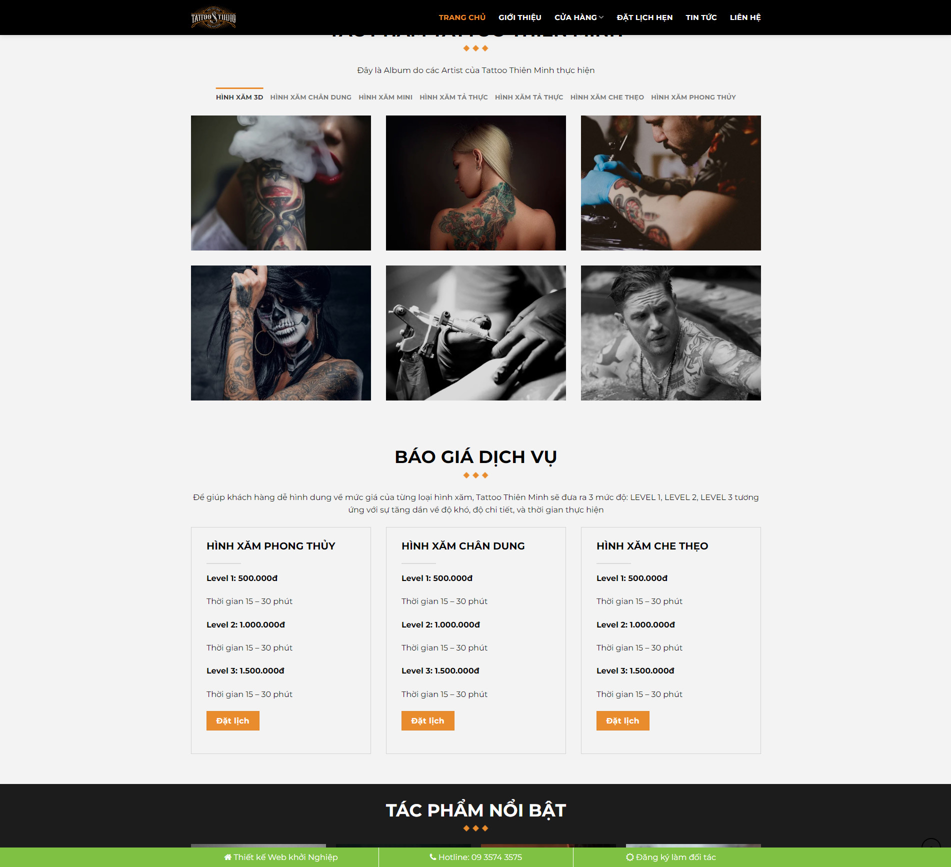 Theme wordpress dịch vụ xăm hình