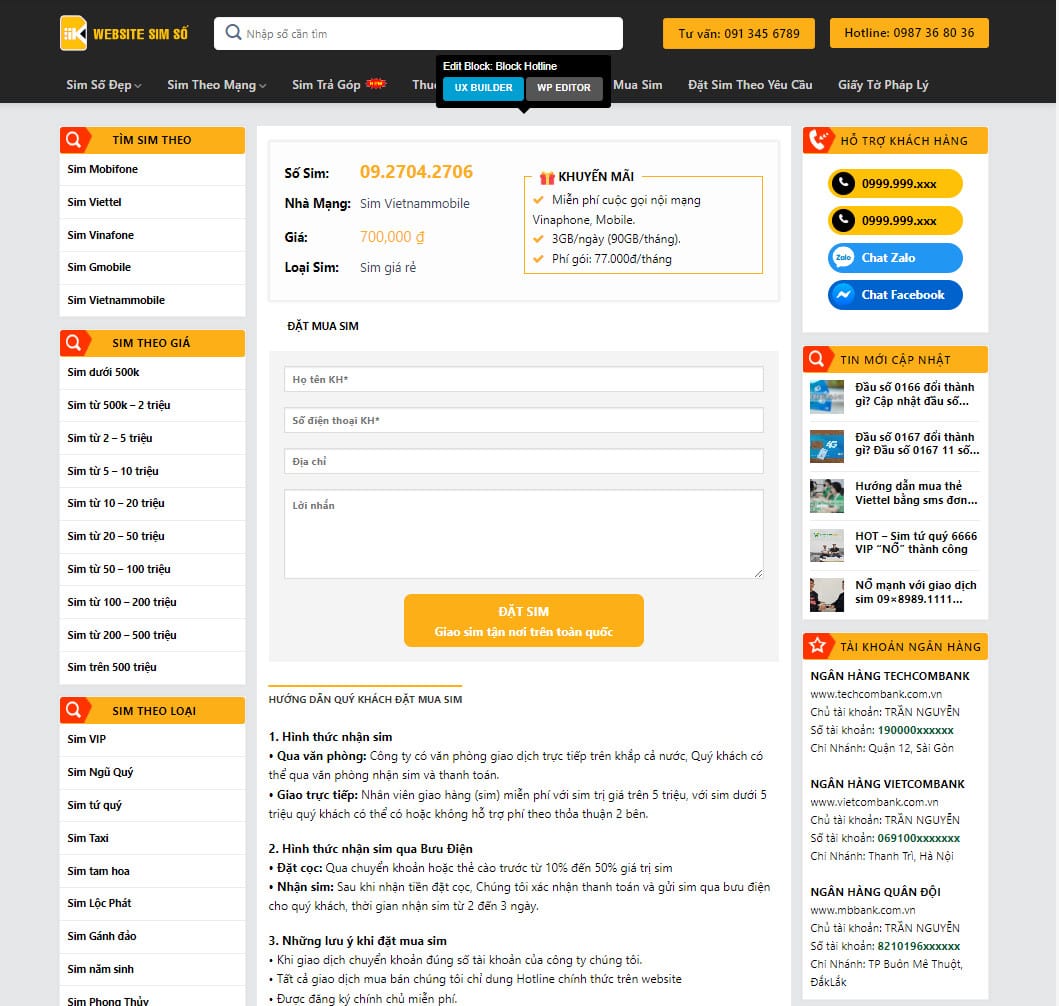 Theme wordpress bán sim số điện thoại đẹp